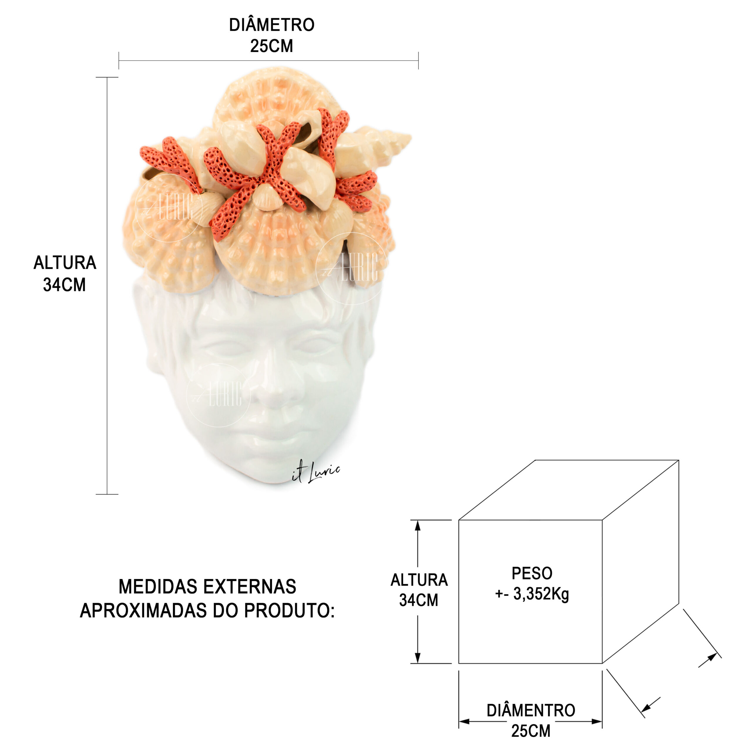 BUSTO DECORATIVO CARIBEAN - MEDIDAS