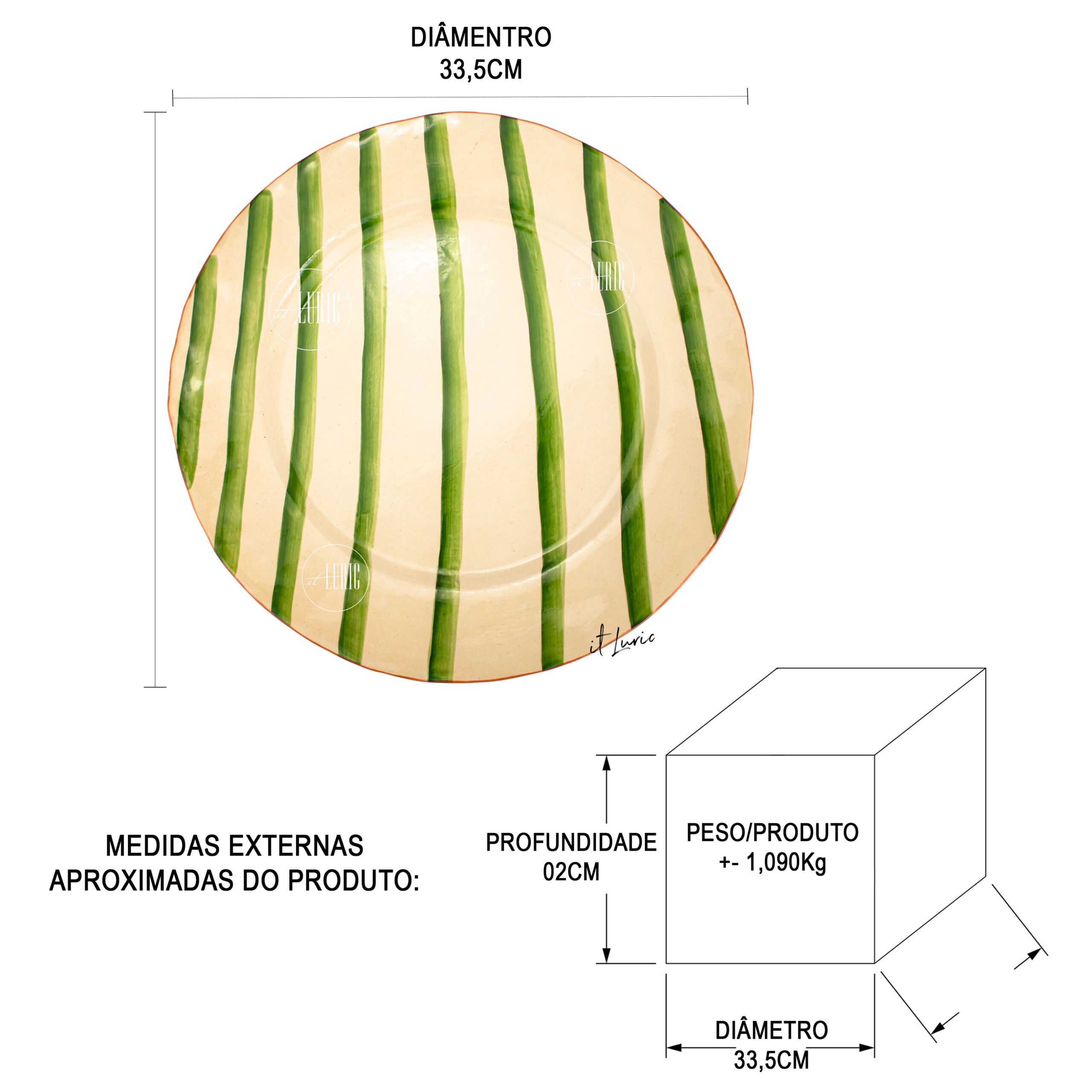 PRATO DECORATIVO BAMBOO - MEDIDAS
