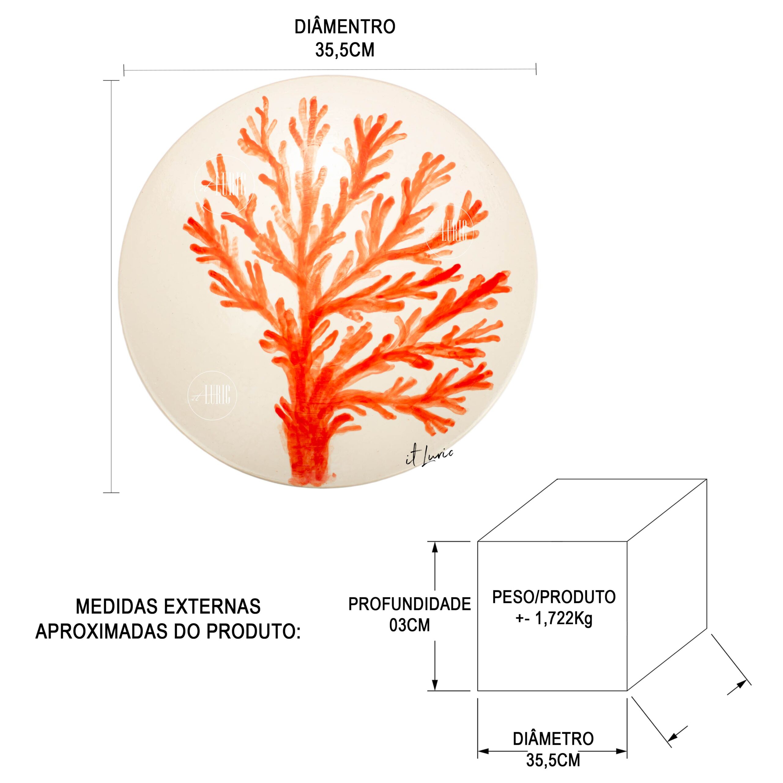 PRATO DECORATIVO CORAL COAST-II - MEDIDAS