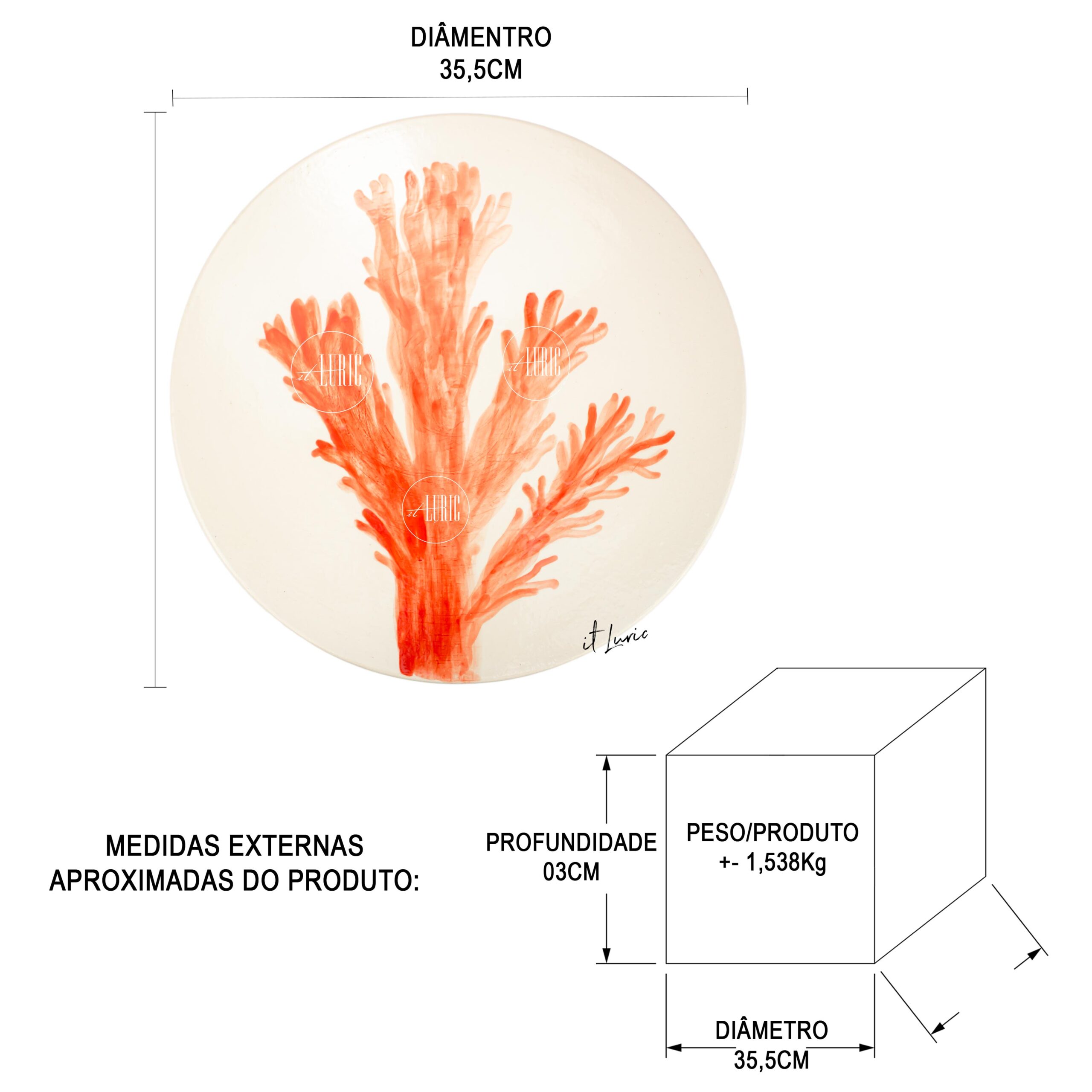 PRATO DECORATIVO CORAL COAST-III - MEDIDAS