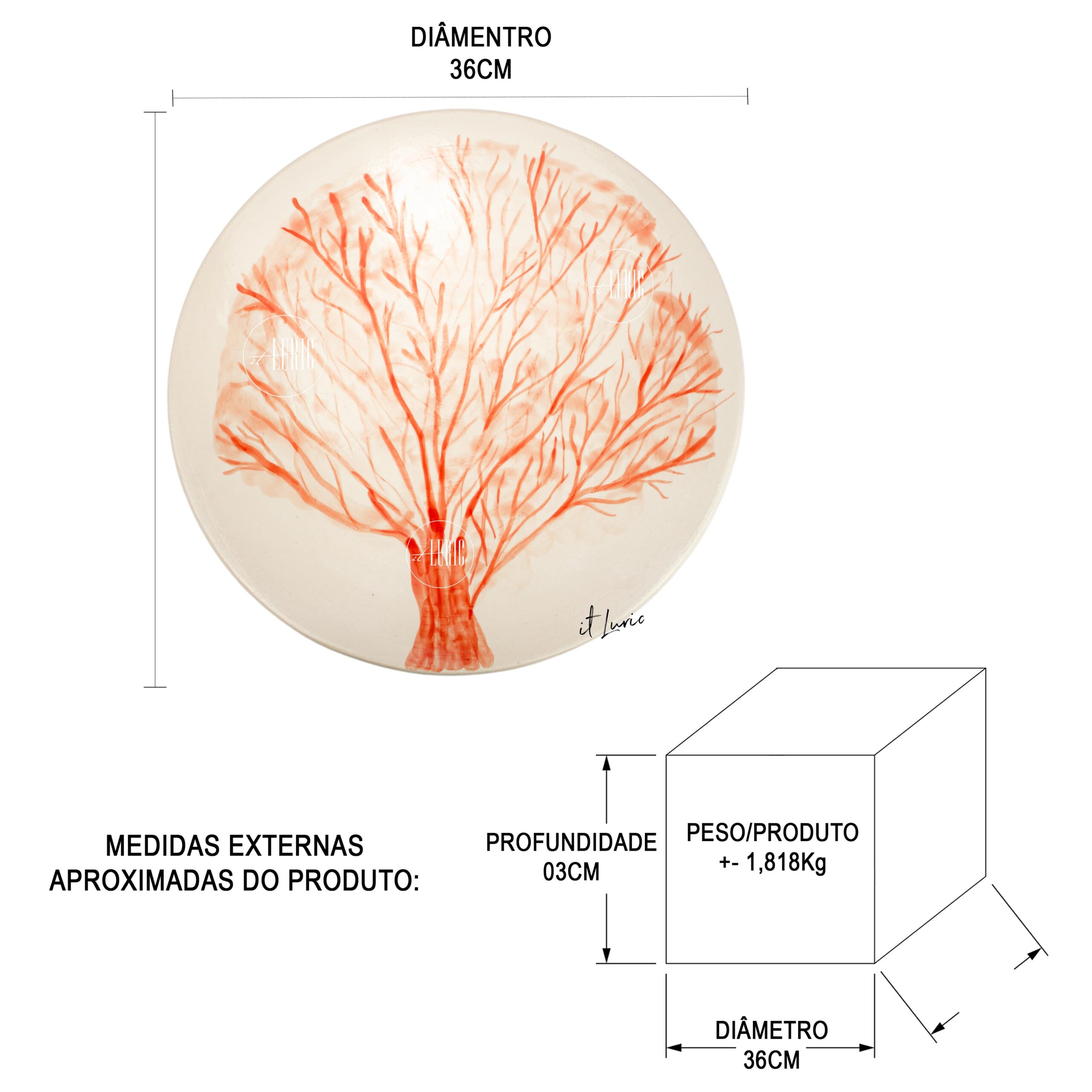 PRATO DECORATIVO CORAL COAST - MEDIDAS