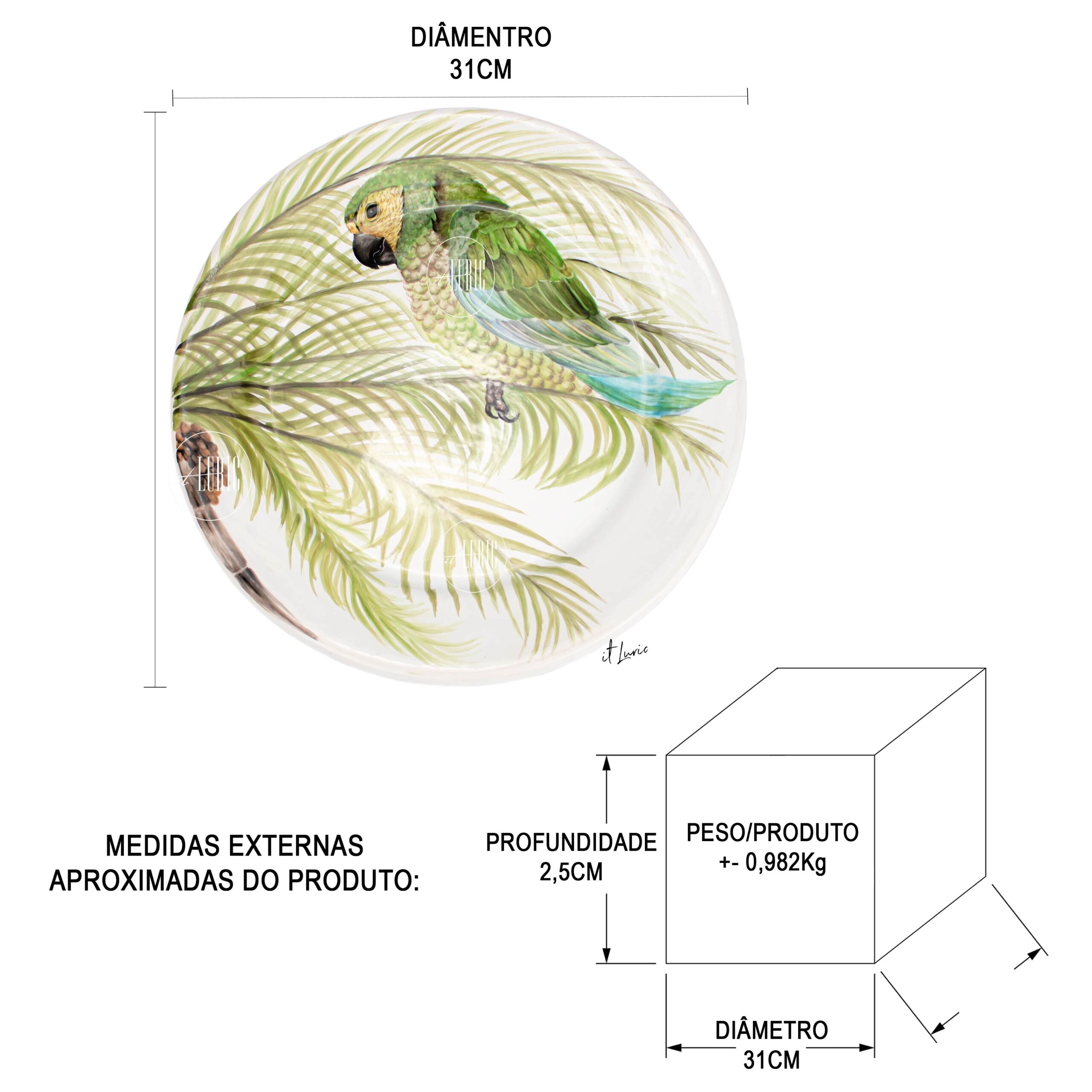 PRATO DECORATIVO MANILATUS - MEDIDAS