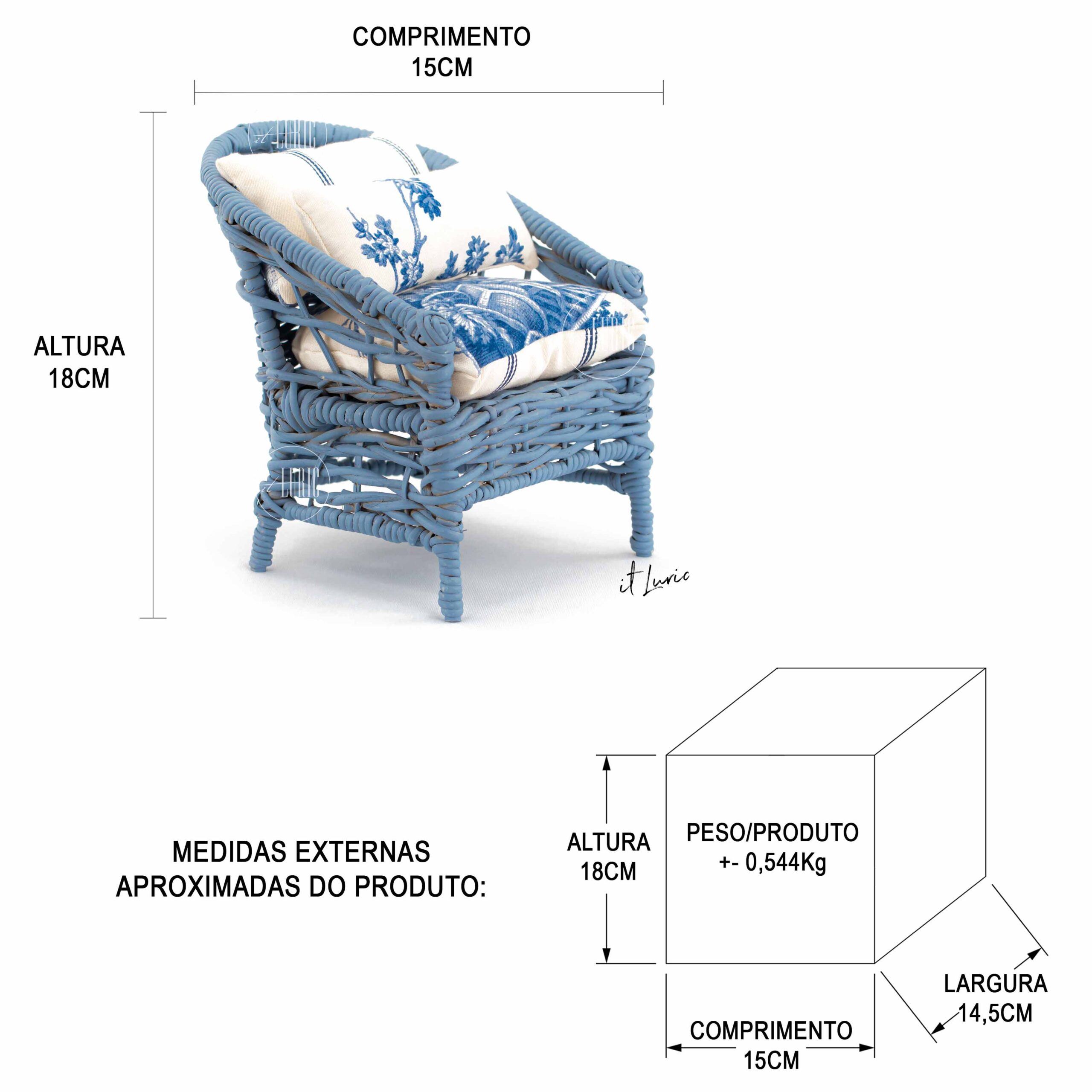 CADEIRA MINIATURA LULLY - MEDIDAS