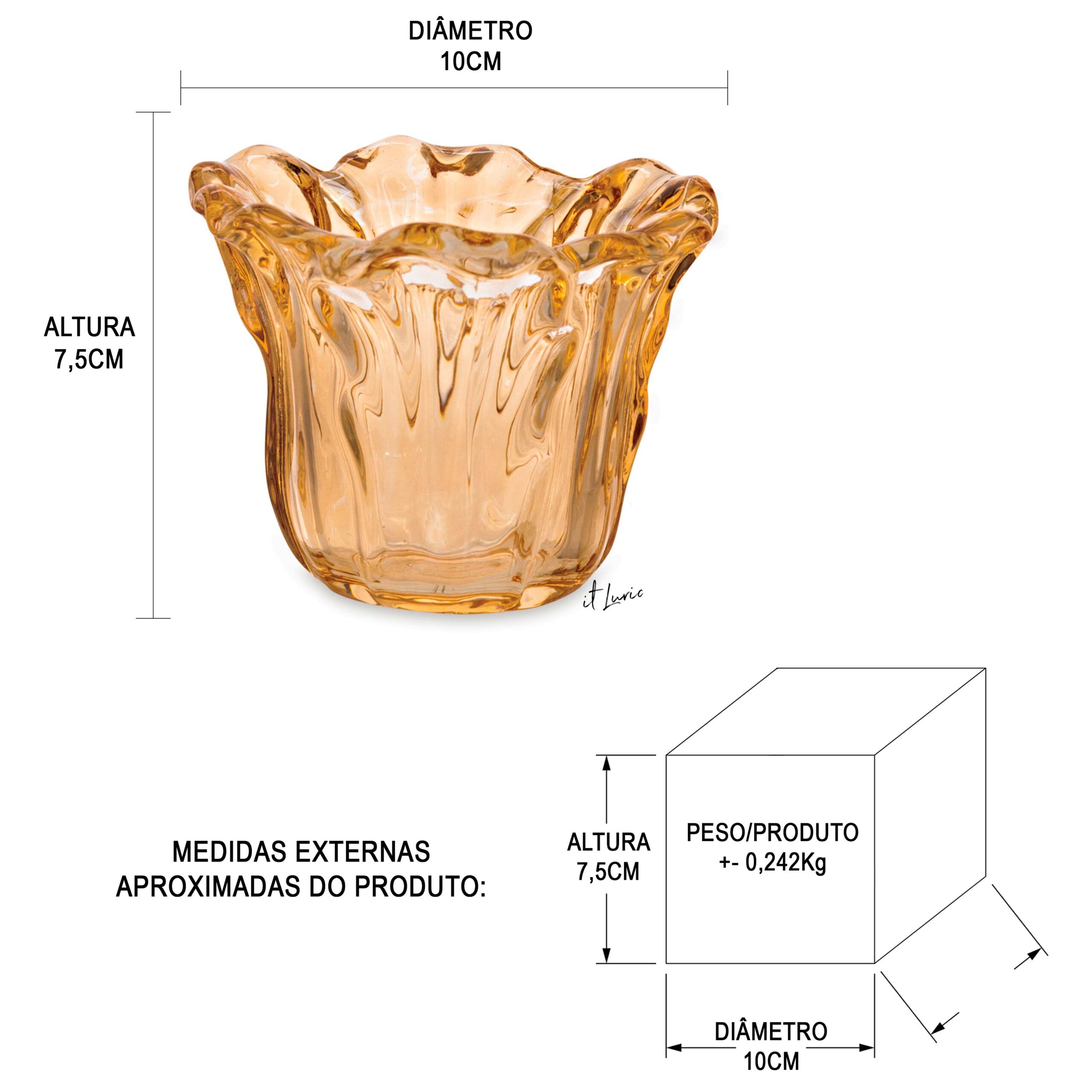 MINI VASO DE VIDRO TULIPA - MEDIDAS