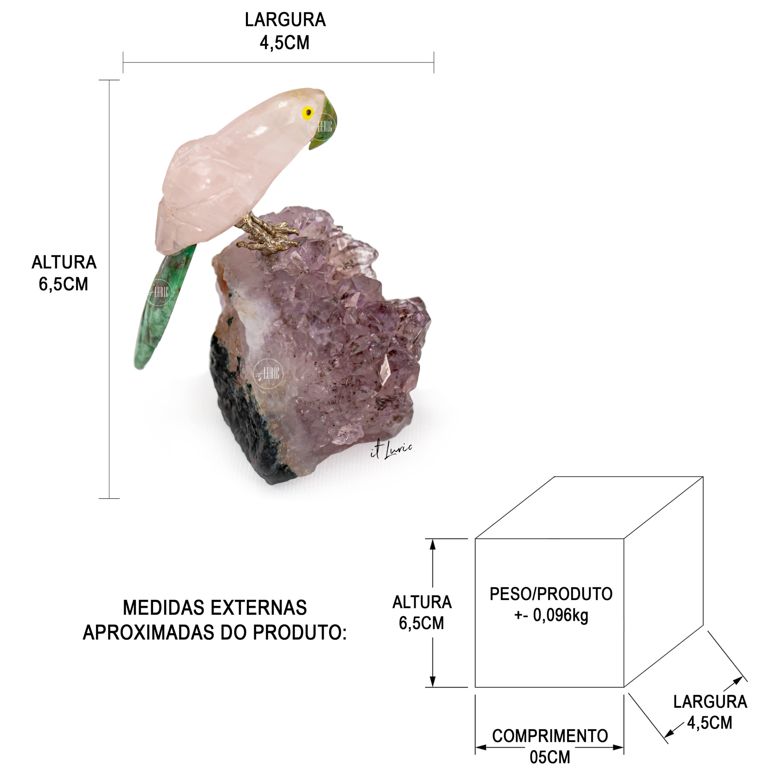 PASSARO EM PEDRA MACAW - MEDIDAS