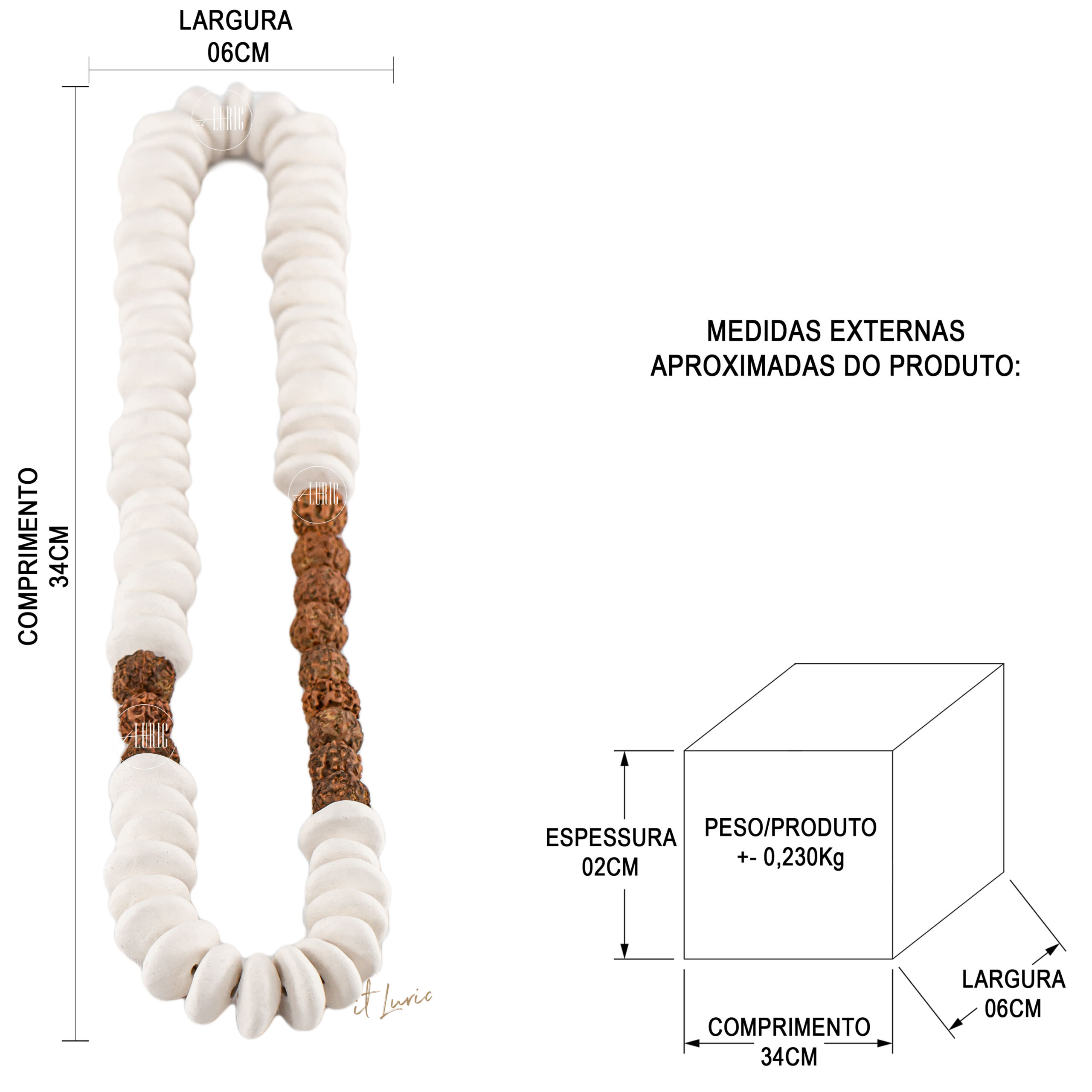 COLAR DECORATIVO SEMENTES DE RUDRAKSHA - MEDIDAS