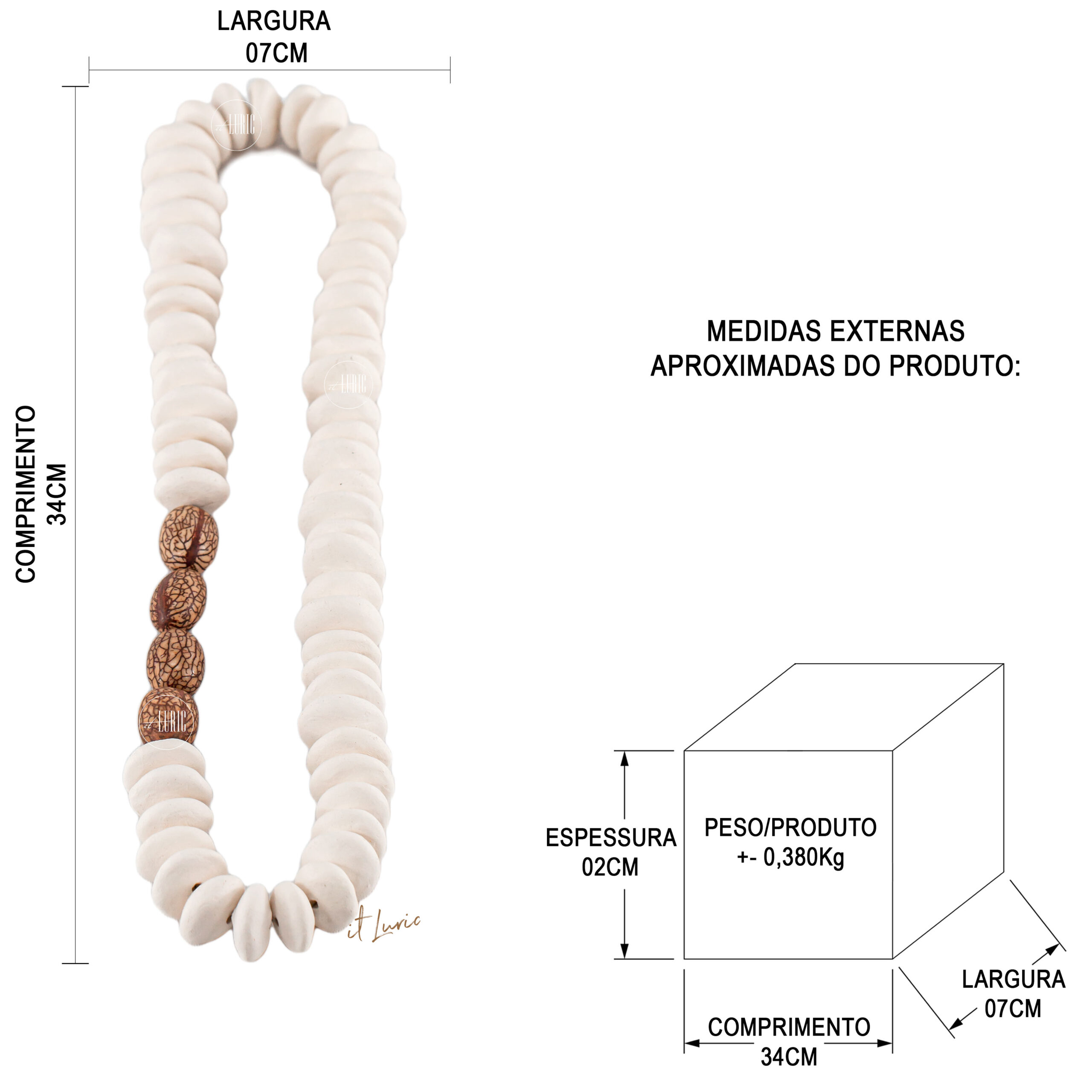 COLAR DECORATUIVO SEMENTE DE PATUÁ - MEDIDAS