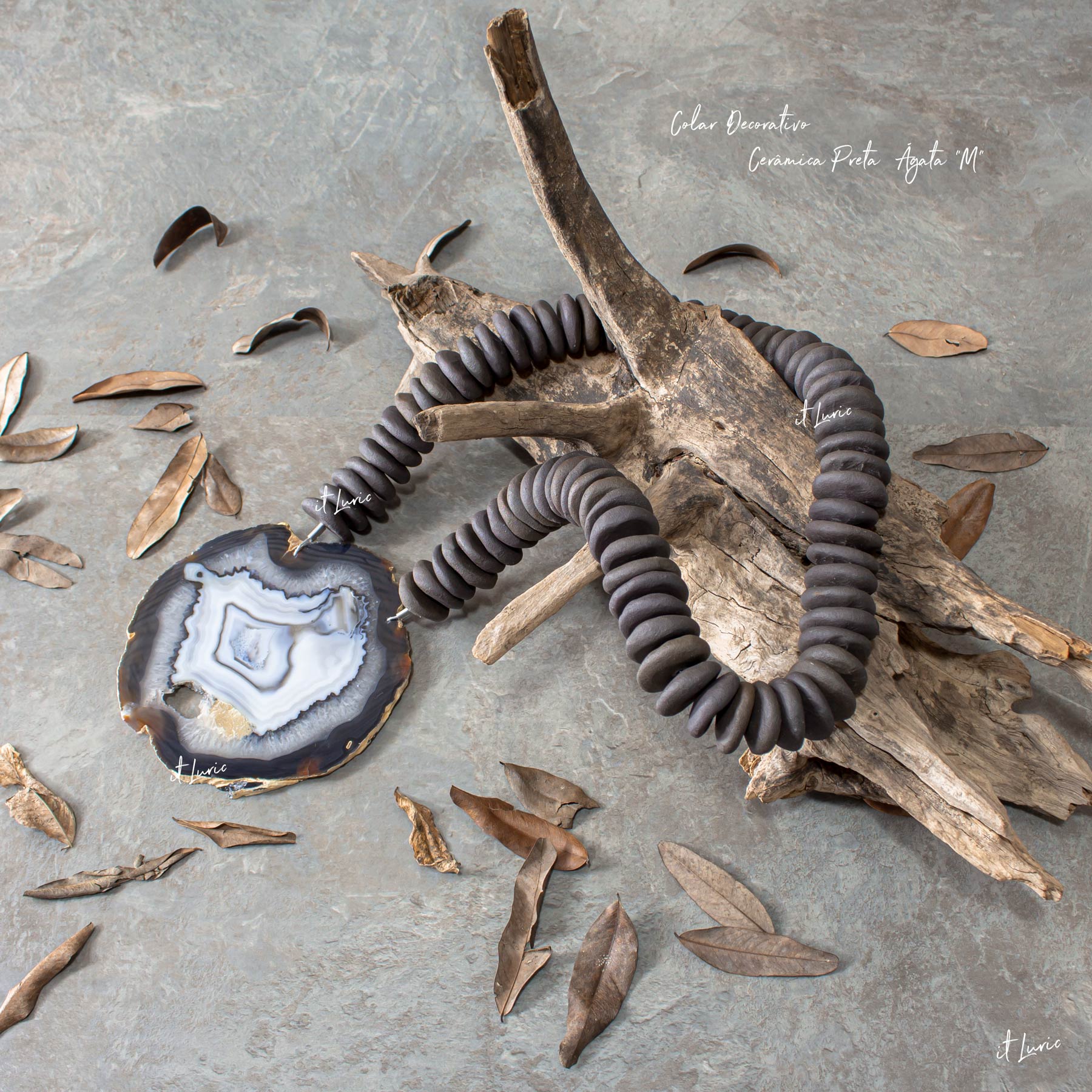 COLAR DECORATIVO CERÂMICA PRETA ÁGATA-M (2)