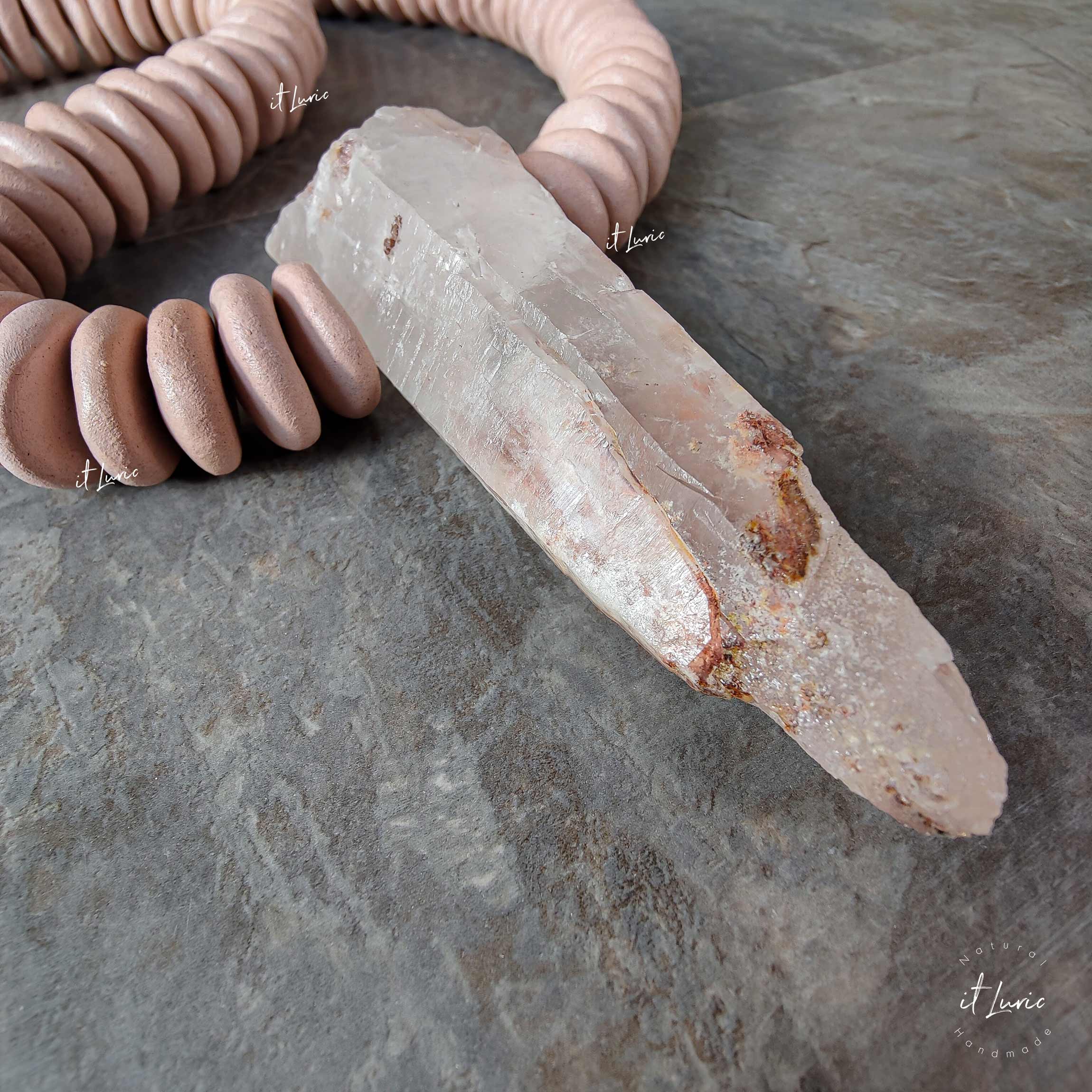 COLAR DE MESA CERÂMICA CREME CRISTAL ROSA (2)