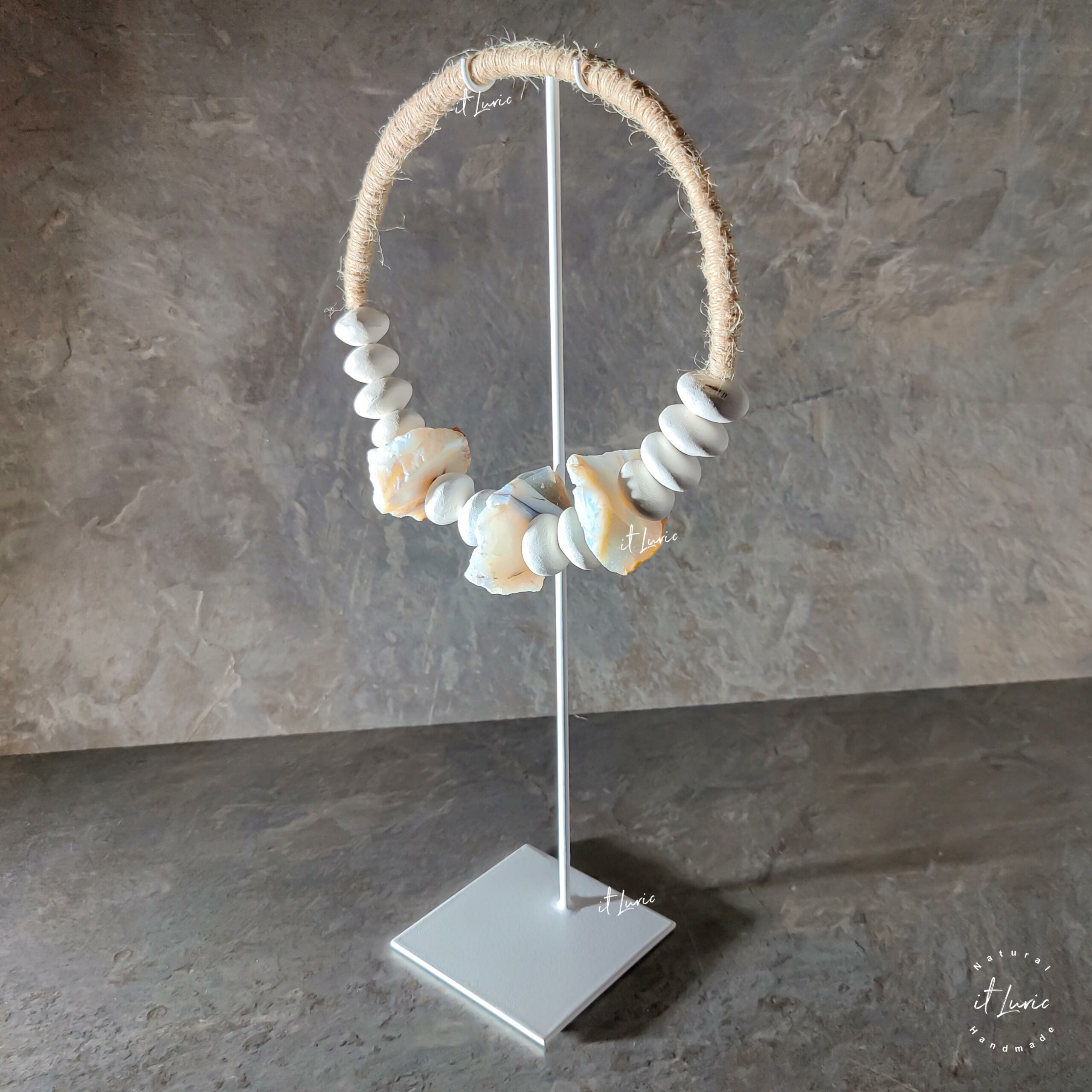 Colar Porcelana Ágata Opalada Com Pedestal Branco (10)