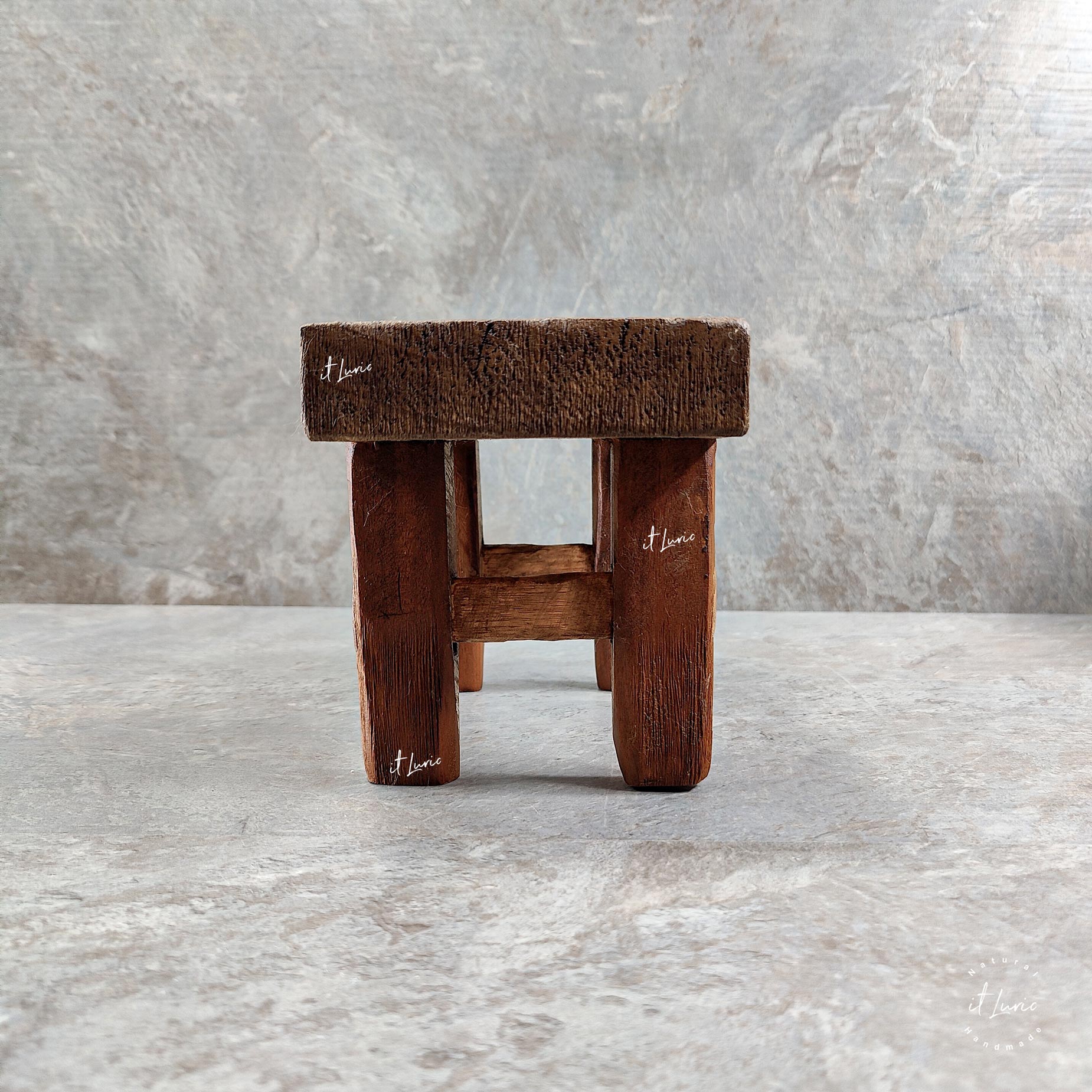 Mini Banqueta Decorativa Madeira - 12.5x24.5x15cm (2)
