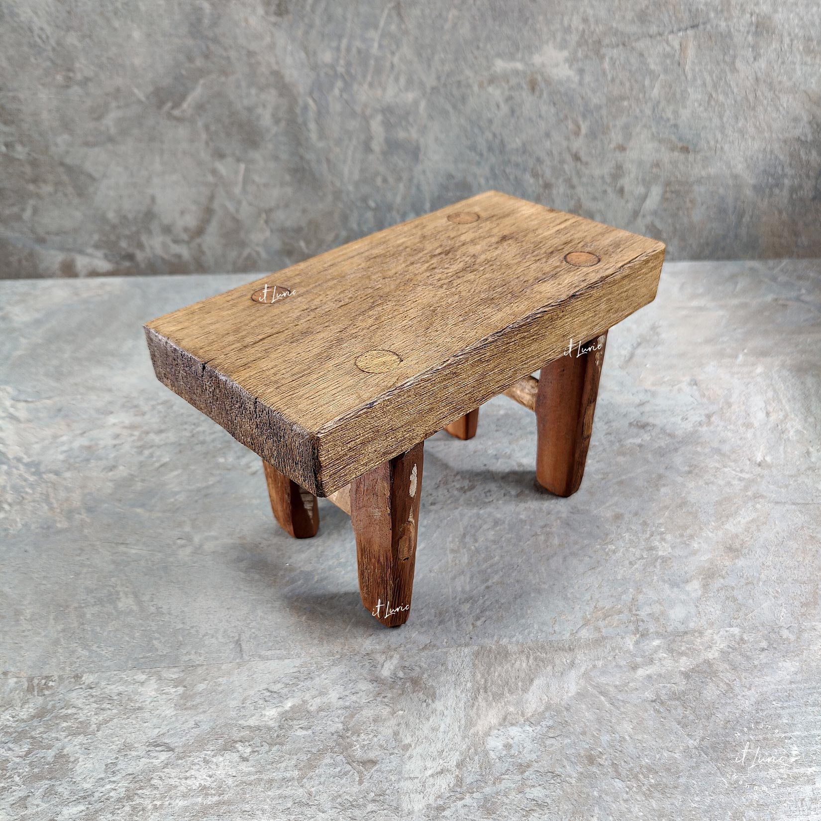 Mini Banqueta Decorativa Madeira - 12.5x24.5x15cm (3)
