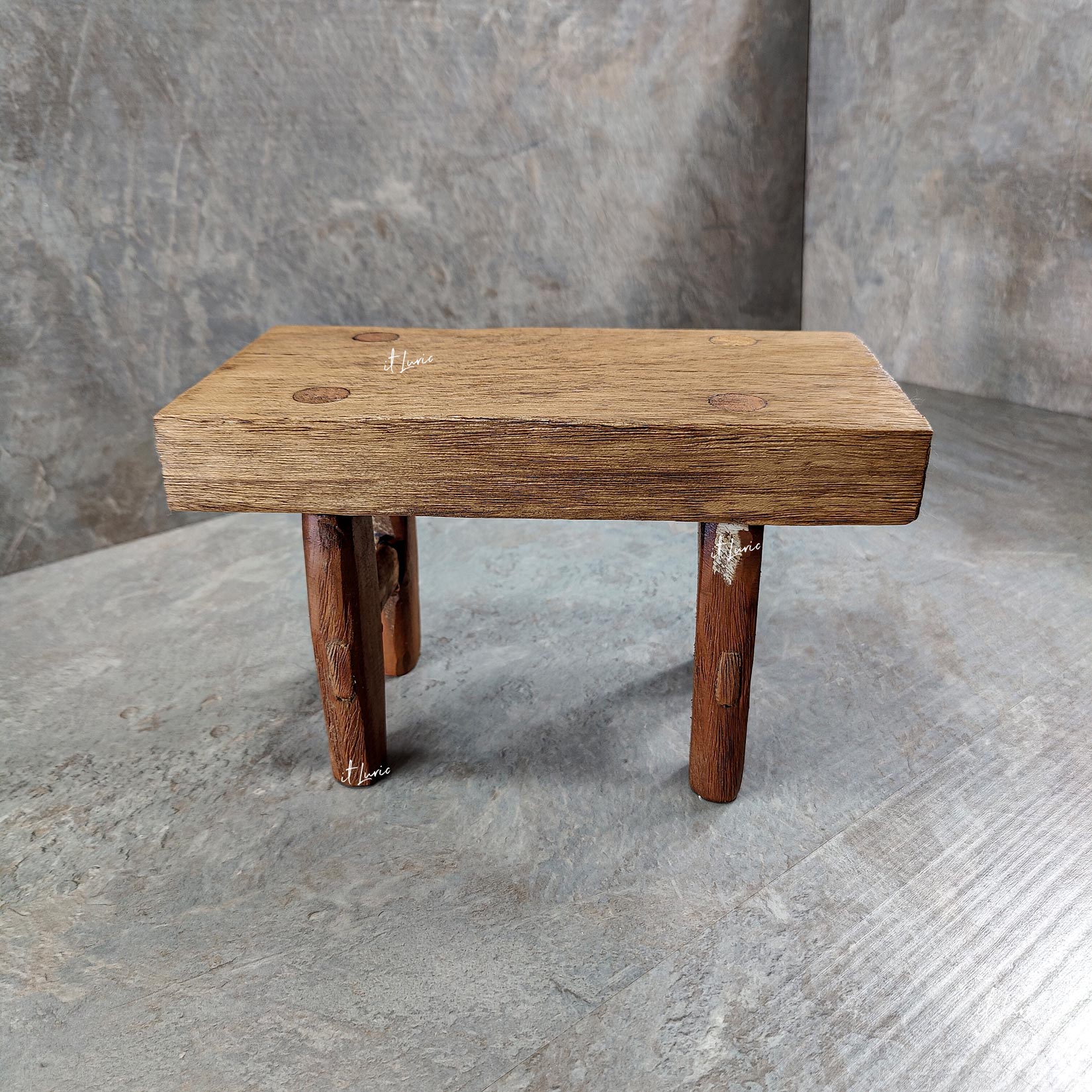 Mini Banqueta Decorativa Madeira - 12.5x24.5x15cm (4)