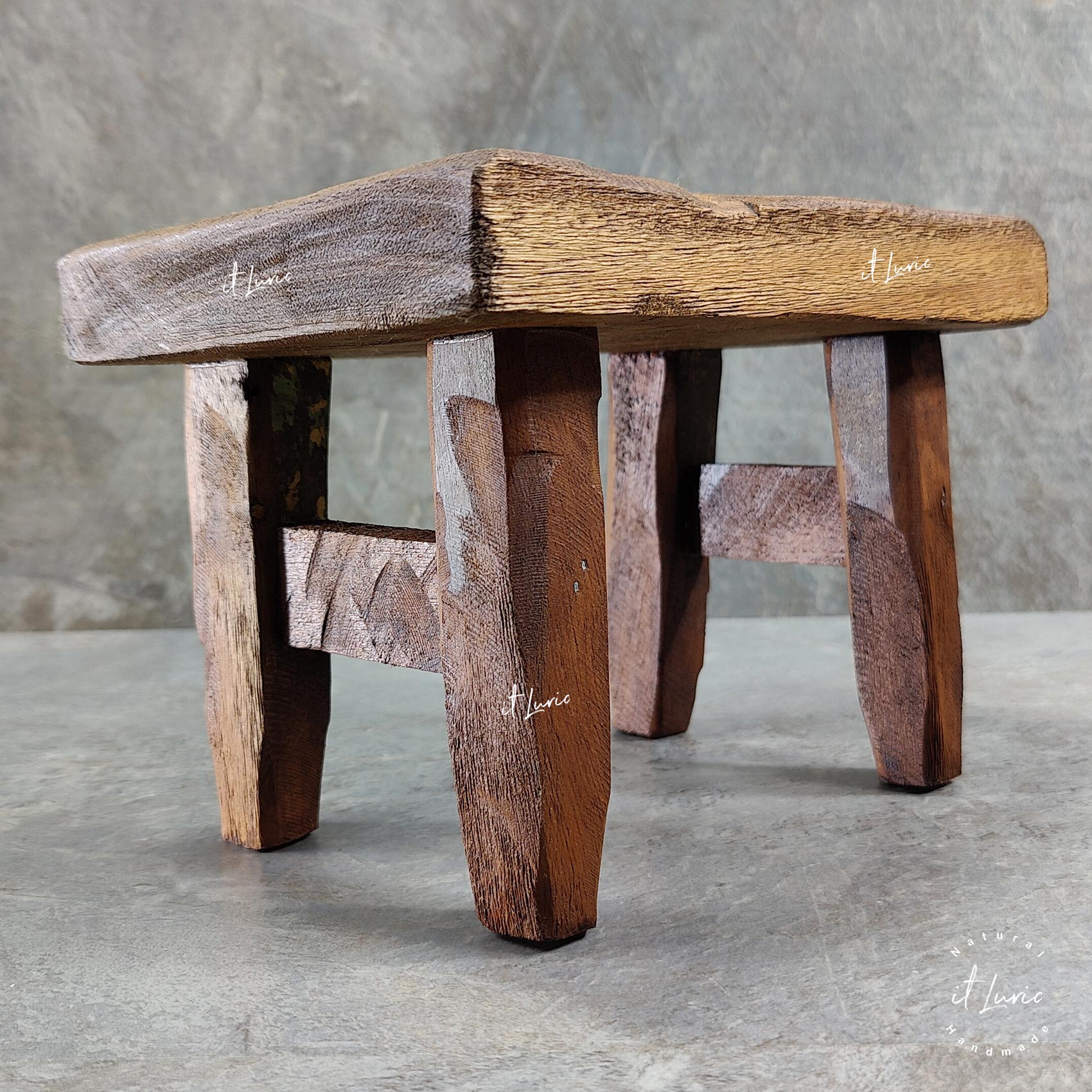Mini Banquinho Decorativo Madeira - 22.5x14x15.5cm (2)