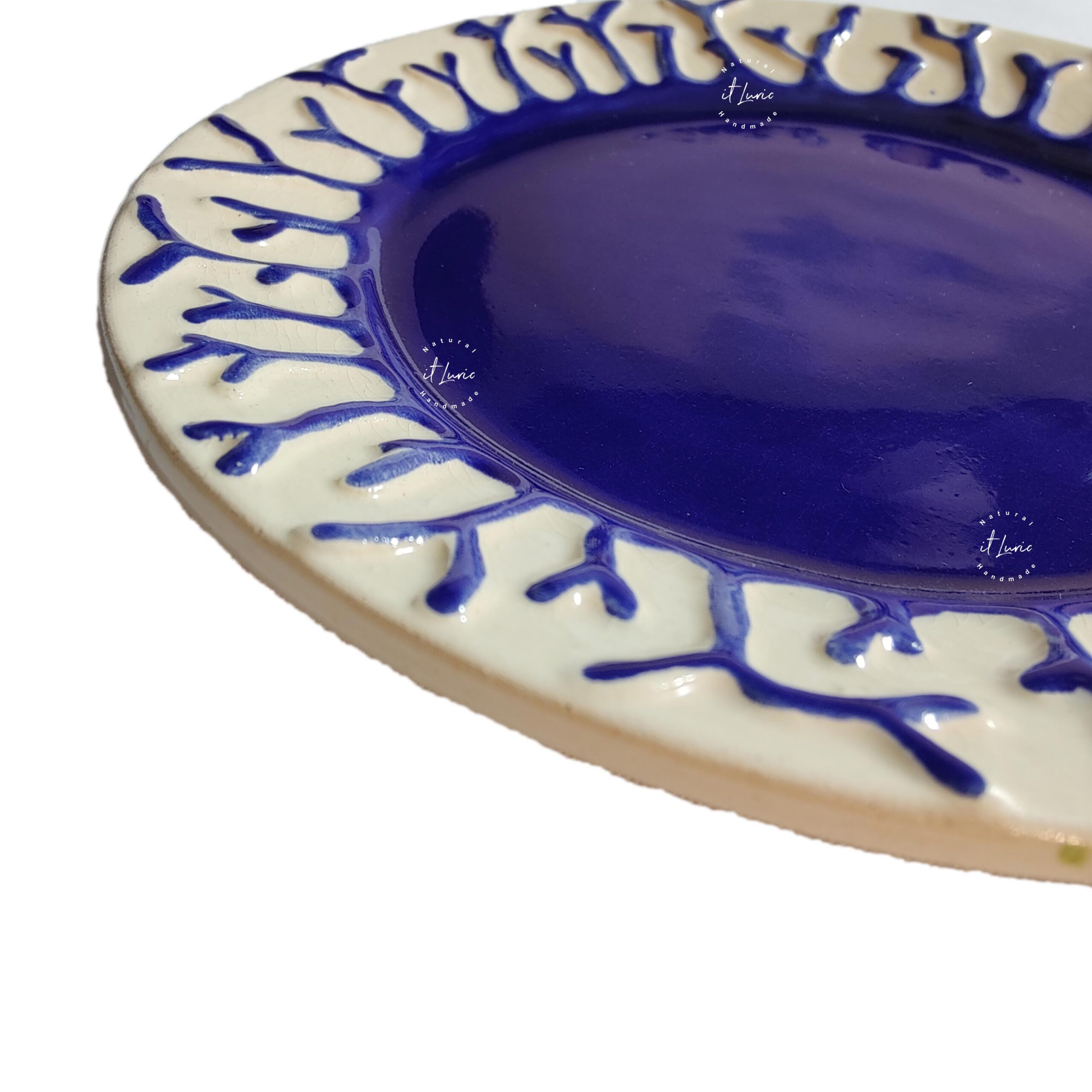 Prato Decorativo Pintura Coral Azul