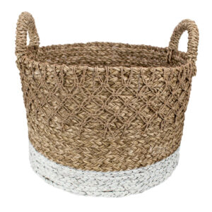 Cesta de Taboa Bicolor com Detalhe Trançado-02
