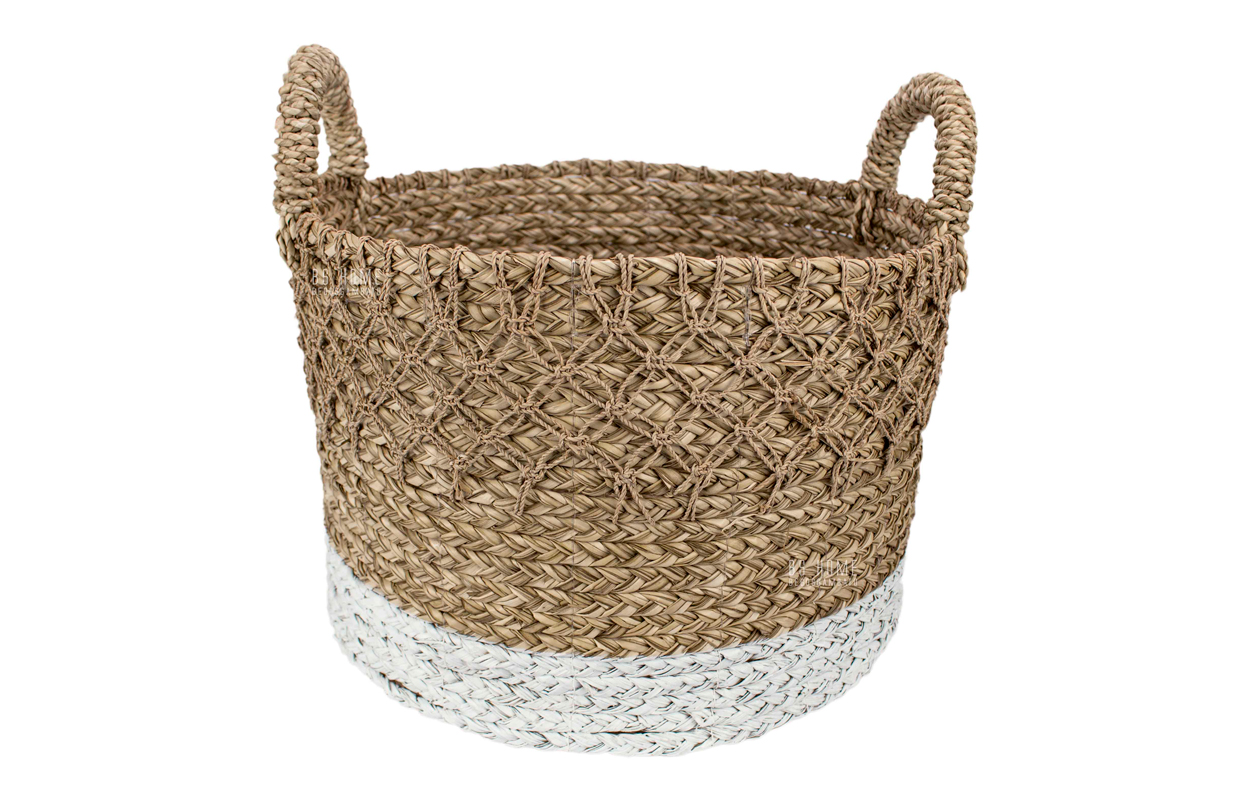 Cesta de Taboa Bicolor com Detalhe Trançado-02