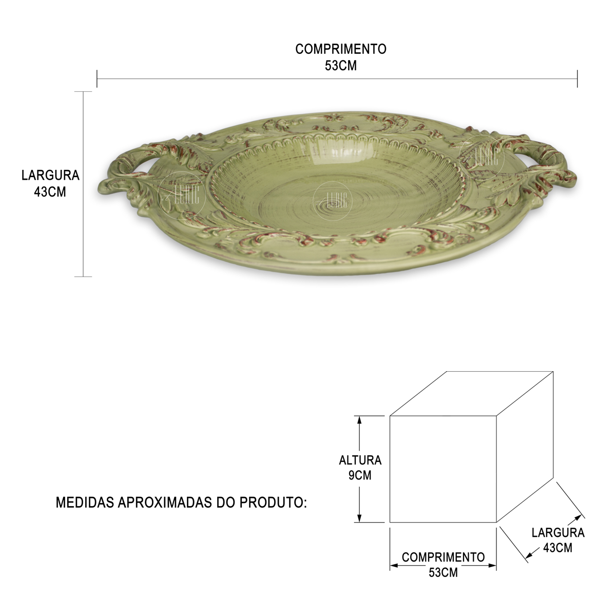 Prato de Cerâmica Toscana Alça - MEDIDAS