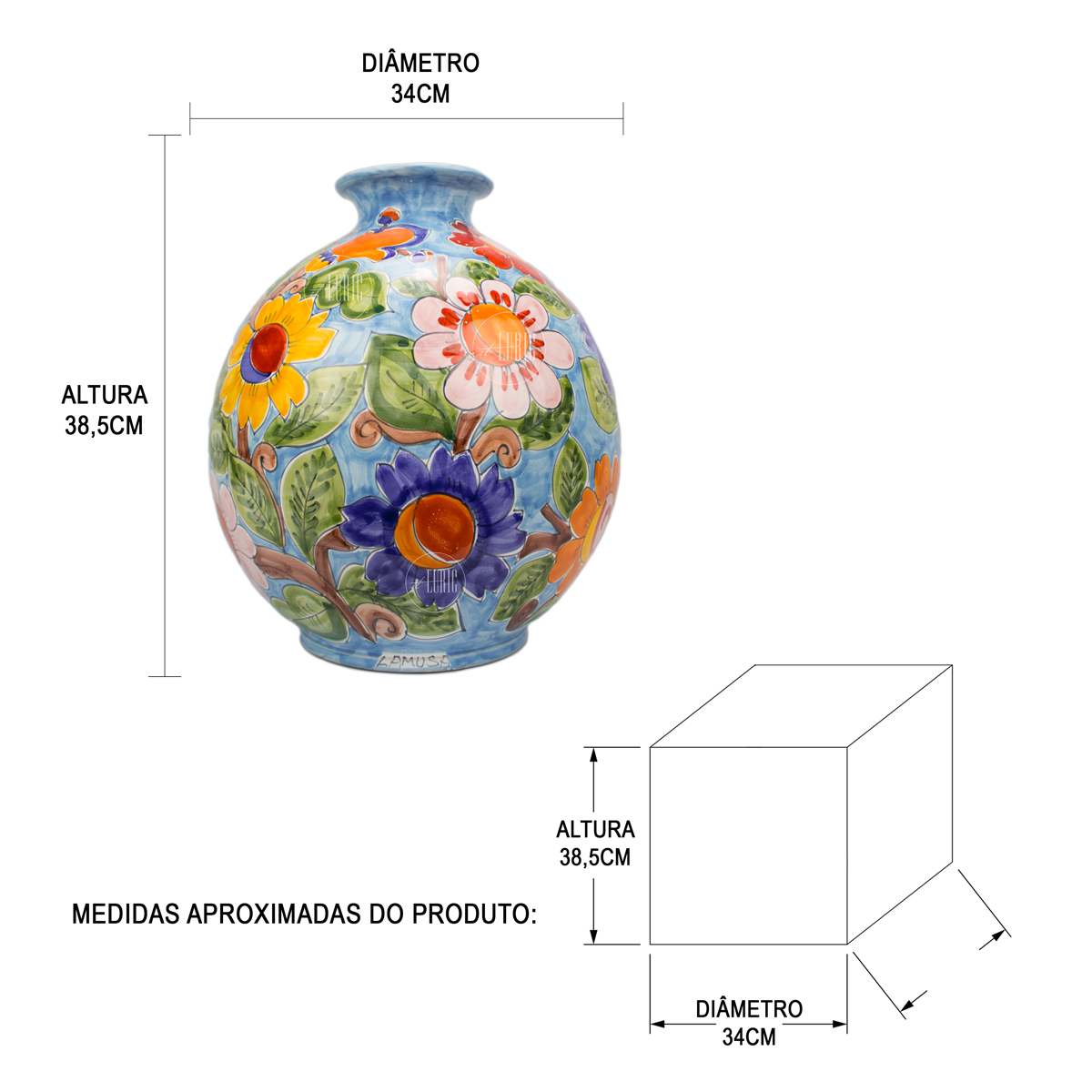 Vaso de Cerâmica Sorrento-MEDIDAS