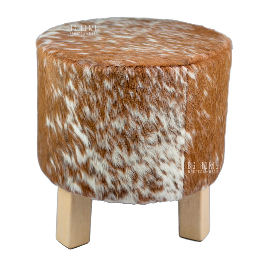 Banqueta Revestida em Couro de Vaca Tabby (1)